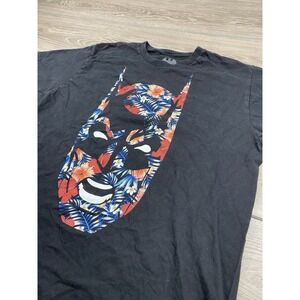 Batman Men's Big Face Tropical Floral Print T Shirt Black Size Large